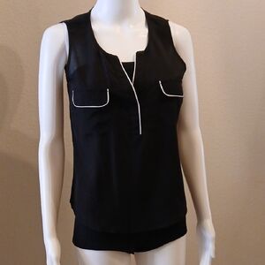 Daniel Raixx Black Blouse with White Accents